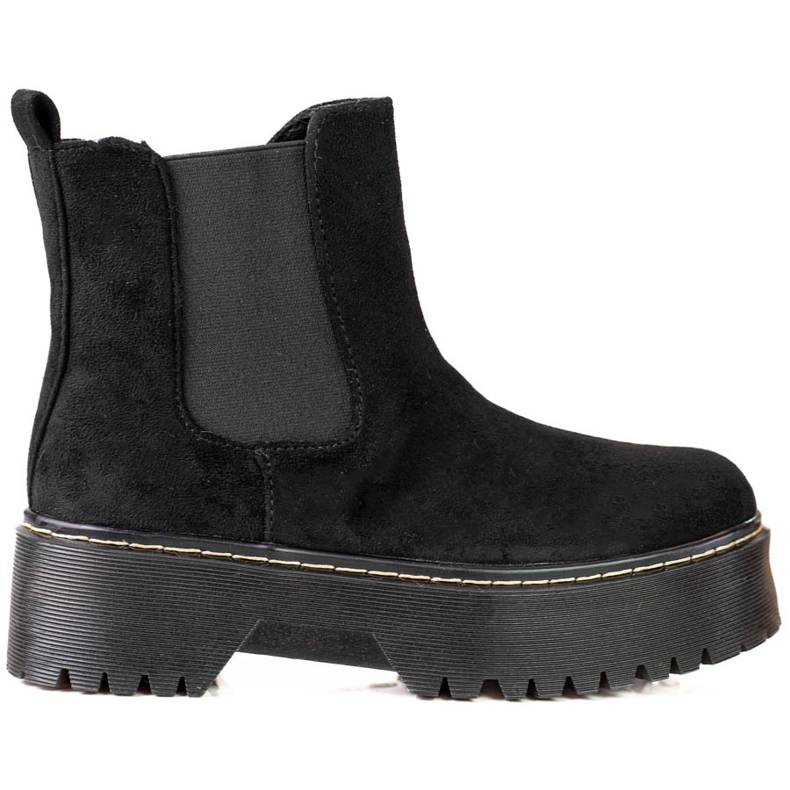 Women's black Chelsea boots on the Shelovet platform made of ecological suede