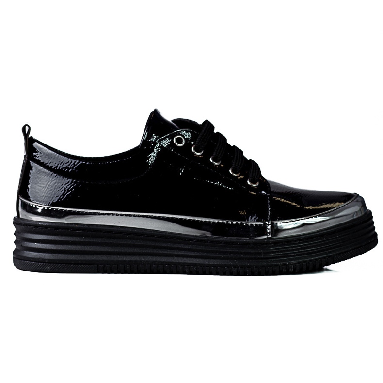 W. Potocki Shelovet women's sneakers made of varnished ecological leather black