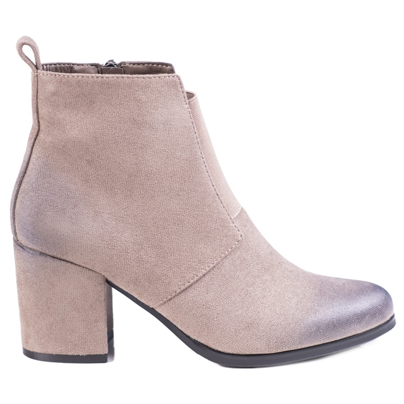 Ladies' beige ankle boots with a Shelovet elastic