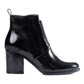 Women's black lacquered boots with a Shelovet elastic on the post Women's black lacquered boots with a Shelovet elastic on the post