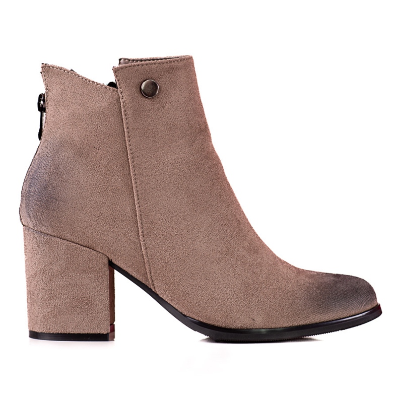 Brown Shelovet women's boots with a decorative zipper at the back
