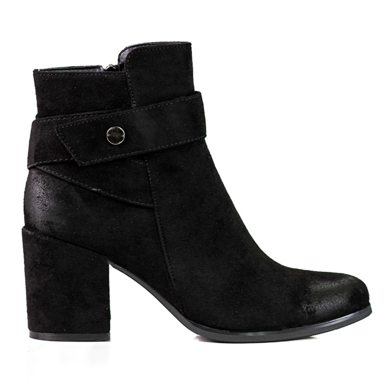 Women's black boots on the post made of ecological Shelovet suede