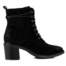Black Shelovet laced women's boots made of ecological suede Black Shelovet laced women's boots made of ecological suede