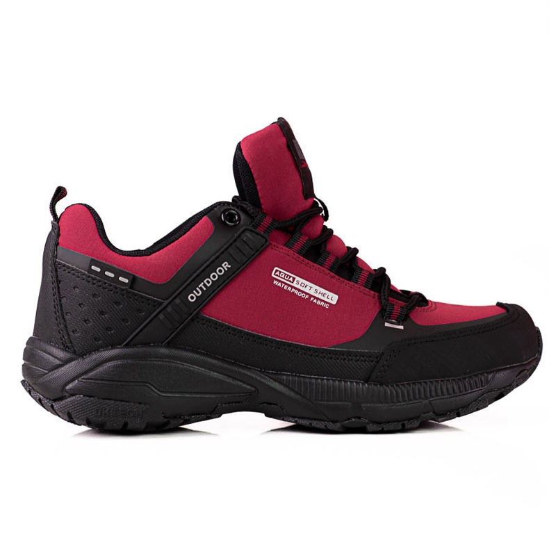 Women's outdoor trekking shoes DK burgundy black red