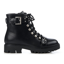 Shelovet low women's boots with a corset binding black
