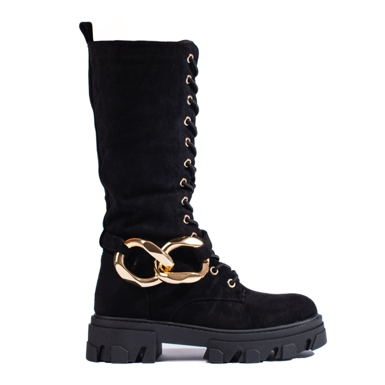 Suede lace-up boots for ladies Shelovet black