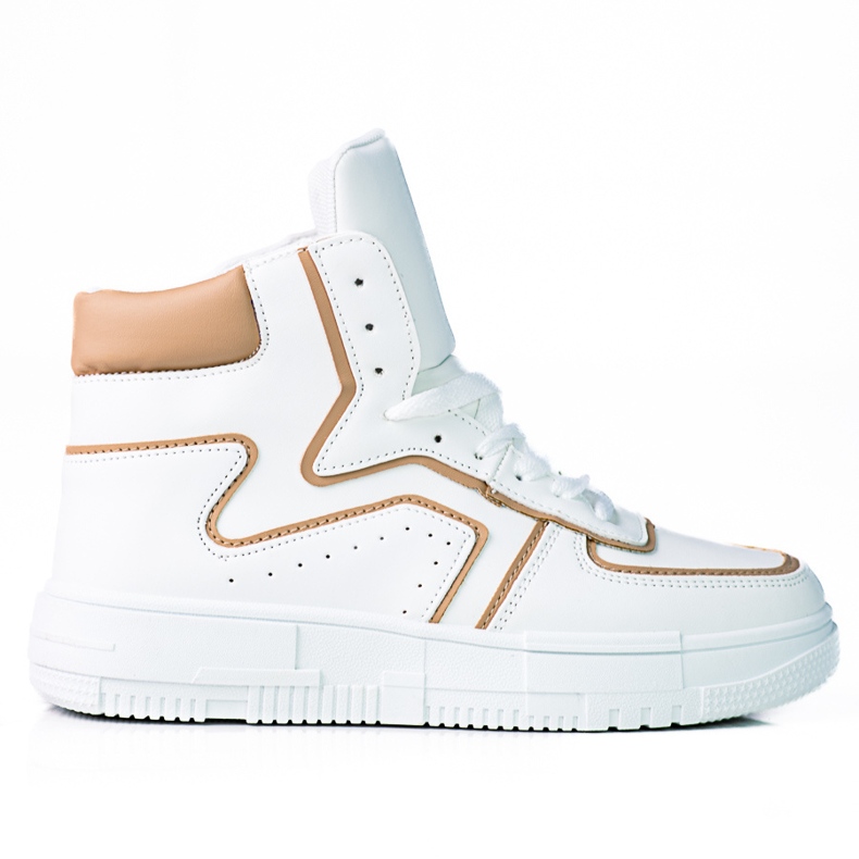 High Shelovet women's sneakers made of ecological white and beige leather