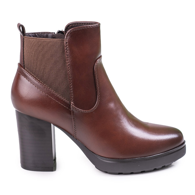 Ladies' brown Chelsea boots on a high Shelovet post