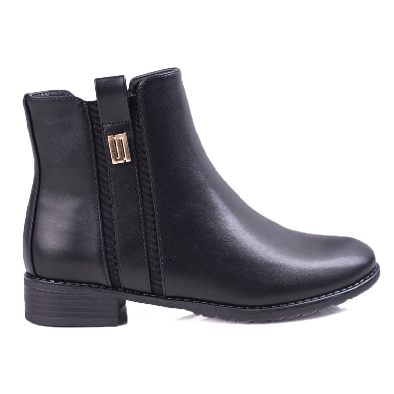 Elegant women s Chelsea boots with a flat heel black KeeShoes