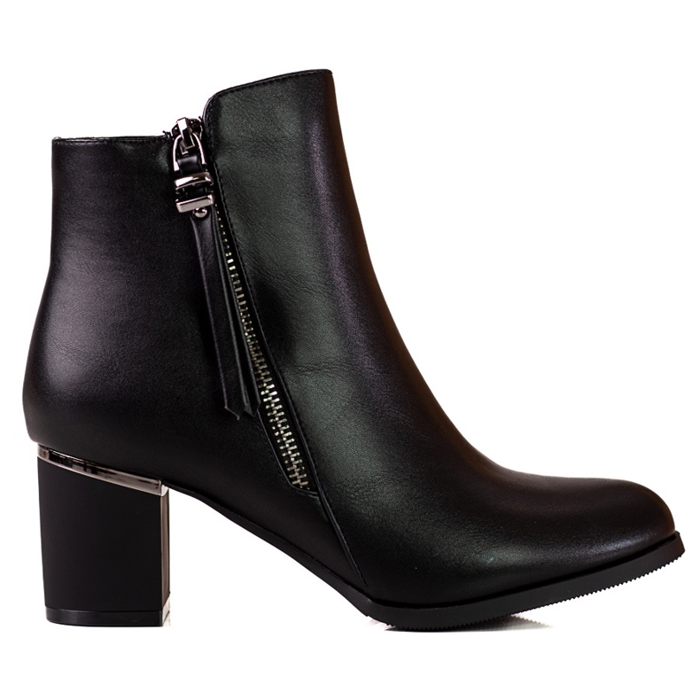 Women's black boots with a low heel Shelovet with a decorative zipper