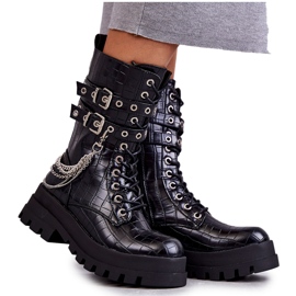 PG1 High Workers Boots With A Chain Black Snake Montero PG1 High Workers Boots With A Chain Black Snake Montero