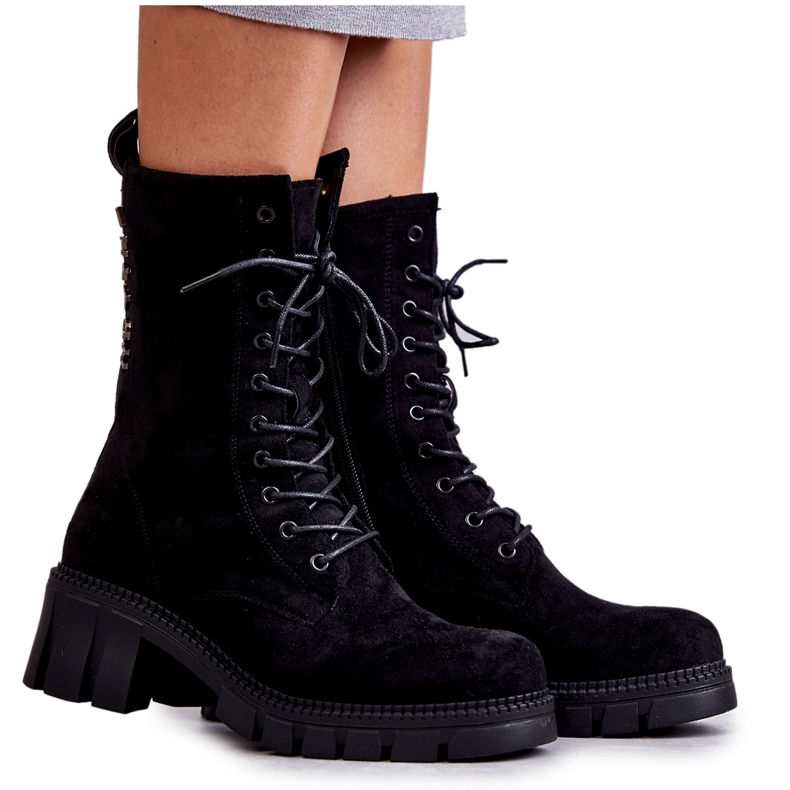 PG1 Women's Black Warm Suede Boots Hermesa