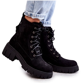 PG1 Women's Suede Warm Boots With Zipper Black Emilien