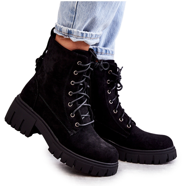 PG1 Women's Suede Warm Boots With Zipper Black Emilien
