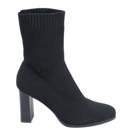 Hermione Black high-heeled sock boots