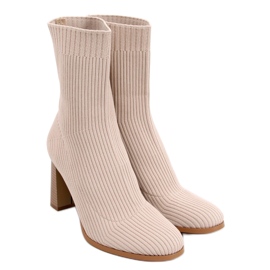 High-heeled sock boots by Hermione Taupe beige High-heeled sock boots by Hermione Taupe beige