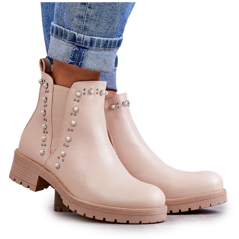 PG1 Leather Boots Workery Beige Ferra