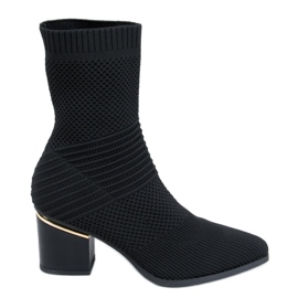 Tiara Black high-heeled sock boots