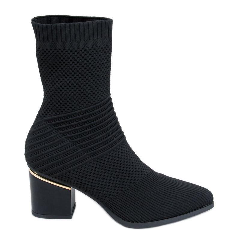 Tiara Black high-heeled sock boots
