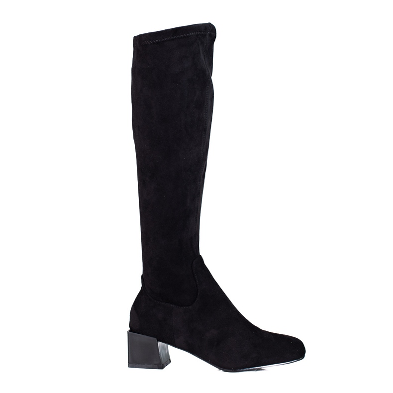T.Sokolski Black suede women's boots on a wide post from Sokolski T.Sokolski Black suede women's boots on a wide post from Sokolski