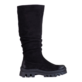 Women's suede Vinceza boots on a thick platform black Women's suede Vinceza boots on a thick platform black