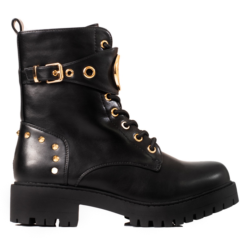 Shelovet women's lace-up workers with golden accessories black Shelovet women's lace-up workers with golden accessories black