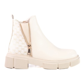 Ladies' beige Chelsea boots on the Shelovet platform