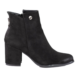 Black Shelovet women's boots with a decorative zipper at the back