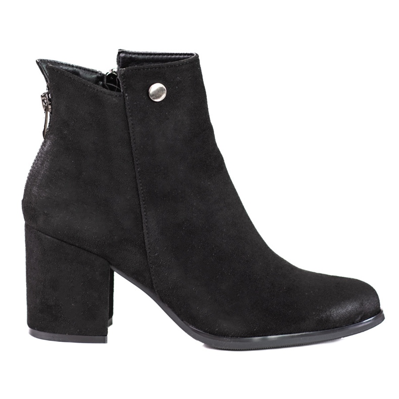 Black Shelovet women's boots with a decorative zipper at the back