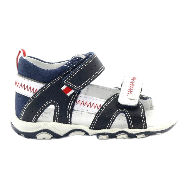 Leather sandals for Velcro 81824 navy/red Bartek blue