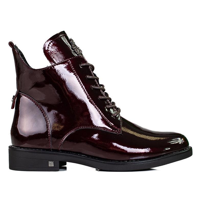 W. Potocki Lacquered elegant Potocki women's boots with lacing claret