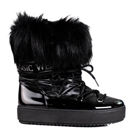 Black women's snow boots with Shelovet fur