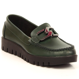 Women's platform loafers with green Sergio Leone decoration