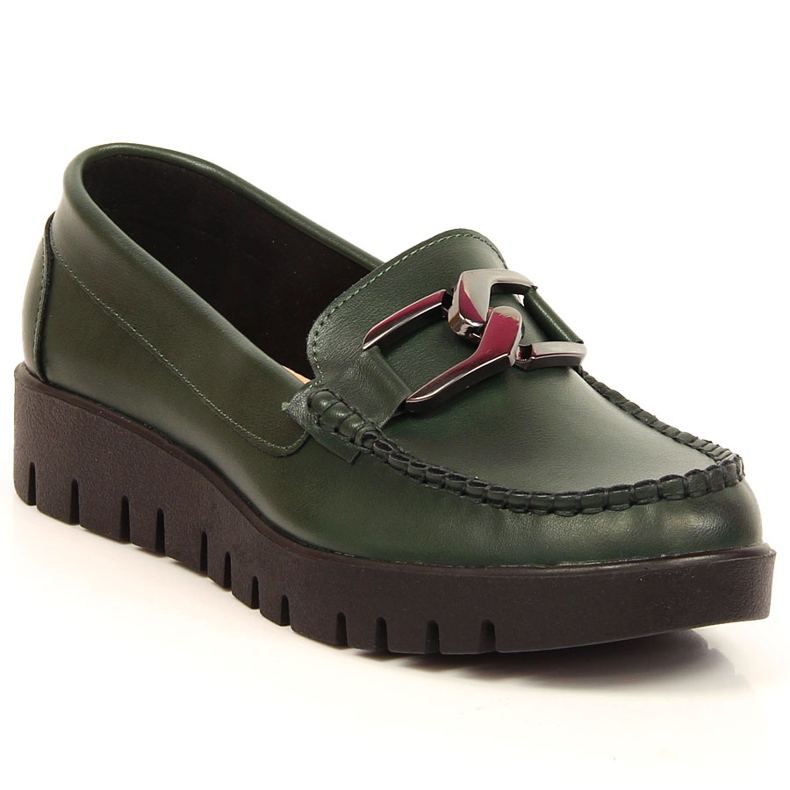 Women's platform loafers with green Sergio Leone decoration