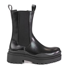High Chelsea boots for women on a thick Shelovet platform black