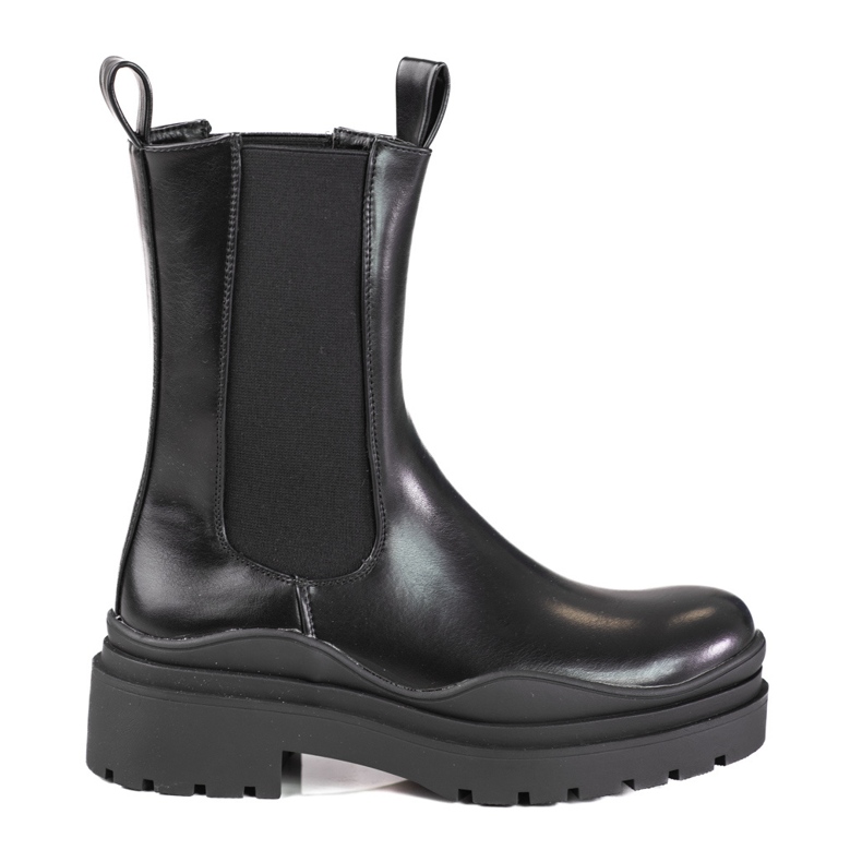 High Chelsea boots for women on a thick Shelovet platform black