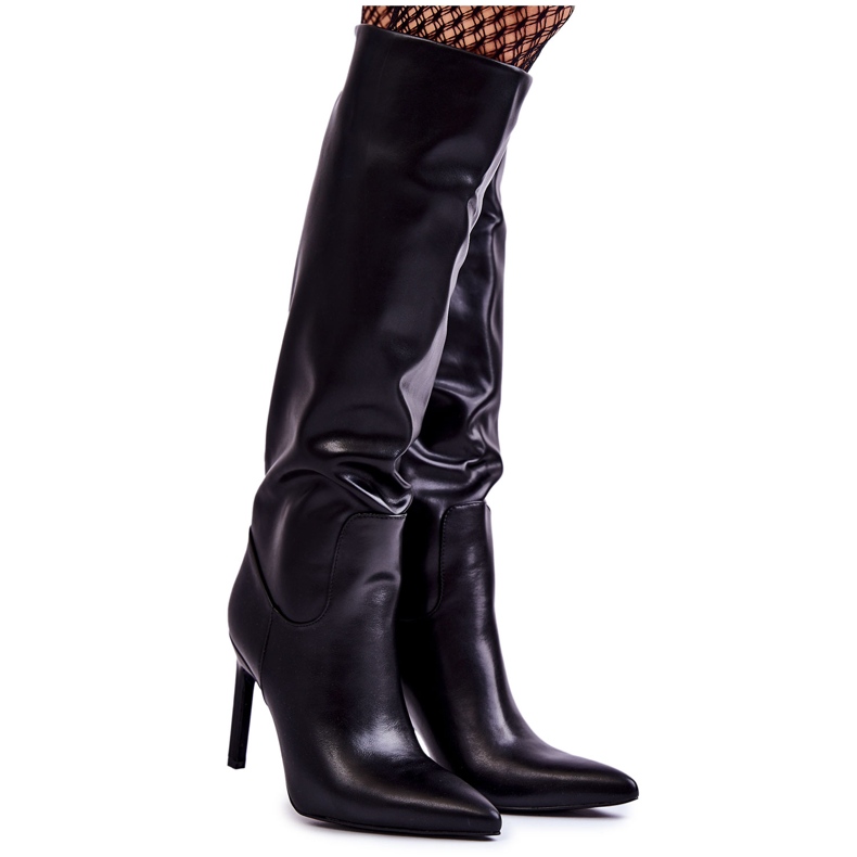FB2 Leather High Heel Boots Black Rissa