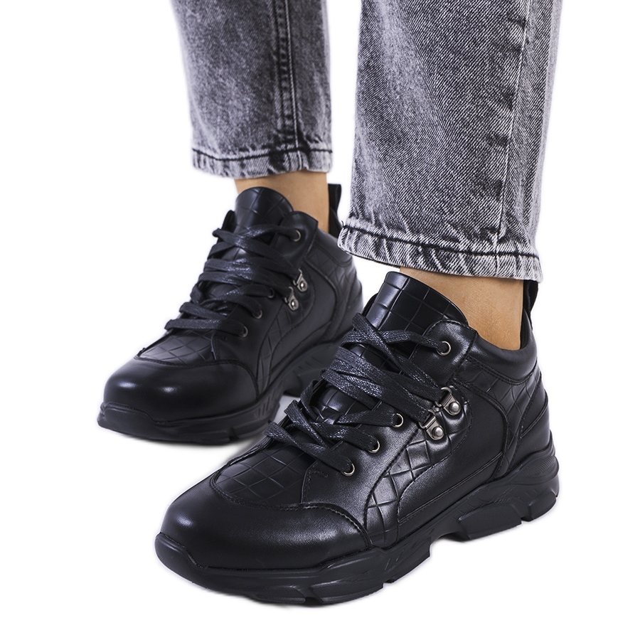 Black Sneakers with A Thick Chiphury Sole