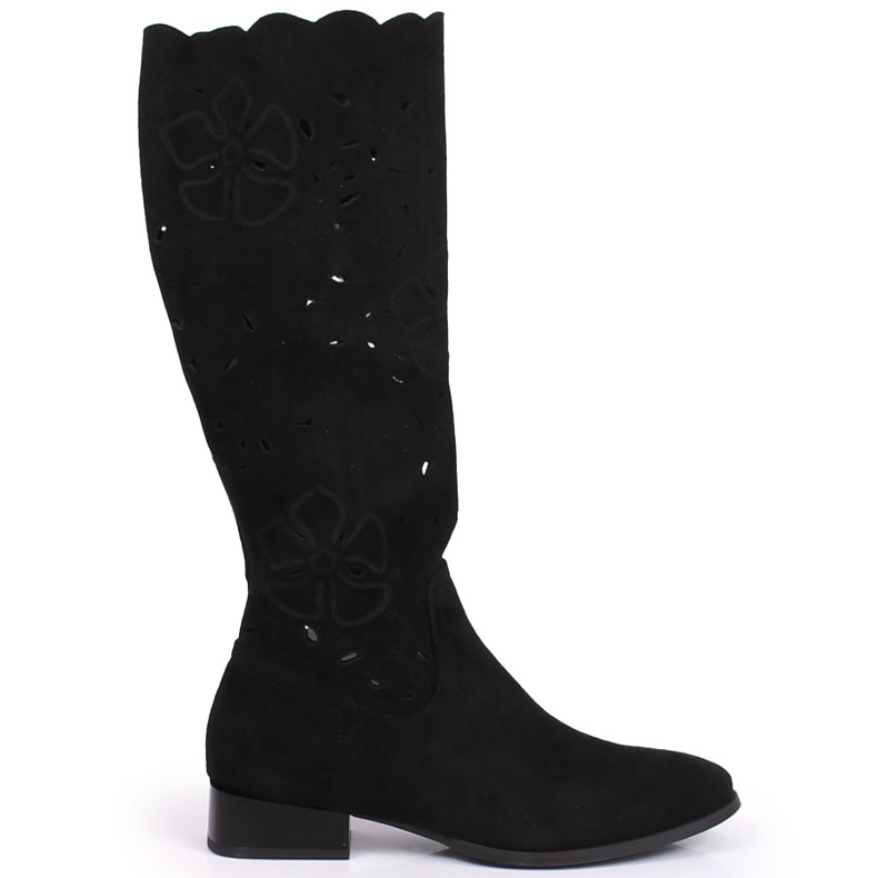 M. DASZYŃSKI Women's openwork suede boots Daszyński black