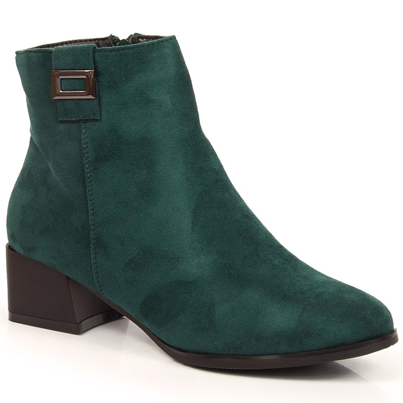M. DASZYŃSKI Women's green suede warm boots Daszyński SAN3B