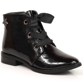 M. DASZYŃSKI Patent black insulated women's boots black Daszyński SAN5A