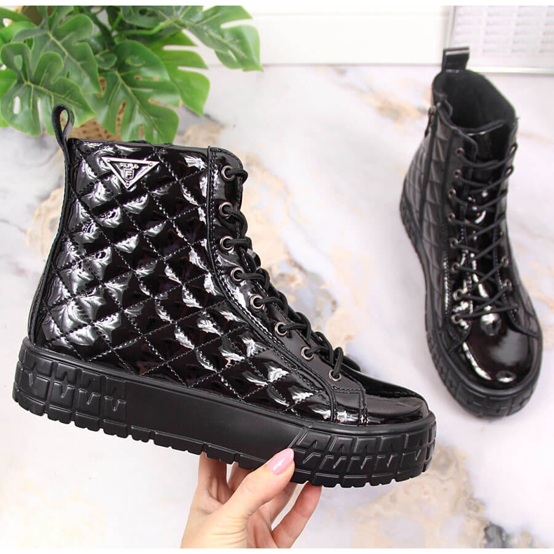 Black leather quilted women's insulated boots Filippo PAW369