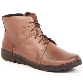 Comfortable brown leather boots for women insulated brown Łukbut LUK1816B