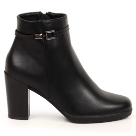 Black Sergio Leone high-heeled women's boots with cubic zirconia