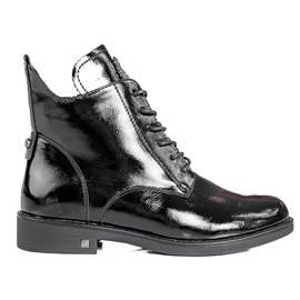 W. Potocki Lacquered elegant Potocki women's boots with lacing black