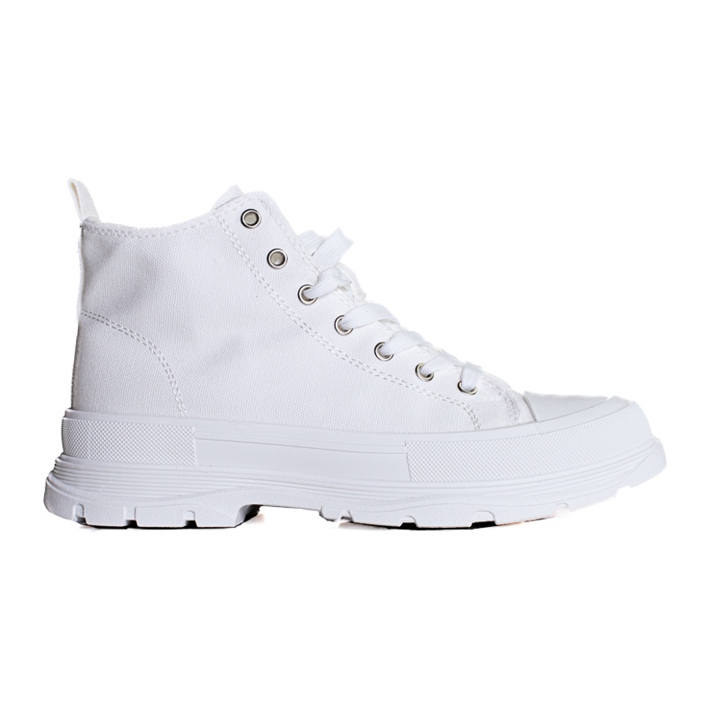 Women's high lace-up white sneakers on the Shelovet platform