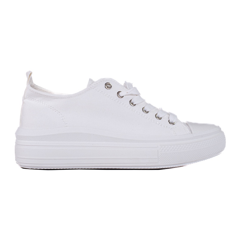 Women's lace-up white sneakers on the Shelovet platform