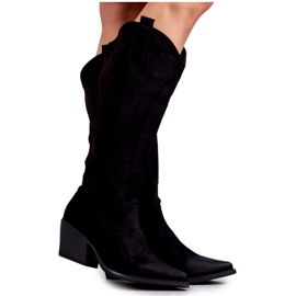 WS1 Black Casey suede cowboy boots