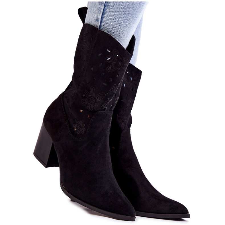 Women's Suede Boots With Black Ariane Cowboy Boots
