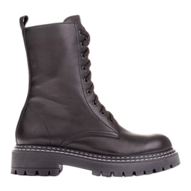 Marco Shoes Lace-up boots with hemmed underside black